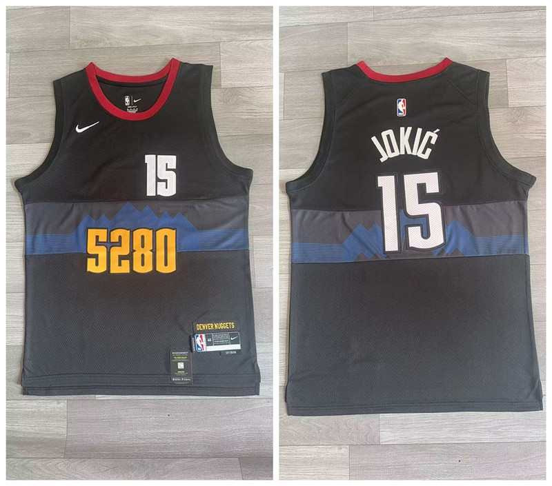 Personalized Nuggets 15 Nikola Jokic Black 2023-24 City Edition Swingman Jersey