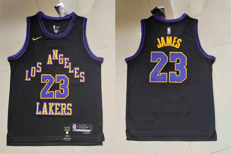 Personalized Lakers 23 LeBron James Black 2023-24 City Edition Swingman Jersey