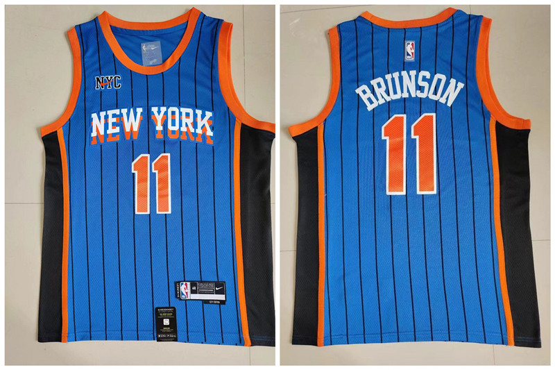 Personalized Knicks 11 Jalen Brunson Blue 2023-24 City Edition Swingman Jersey