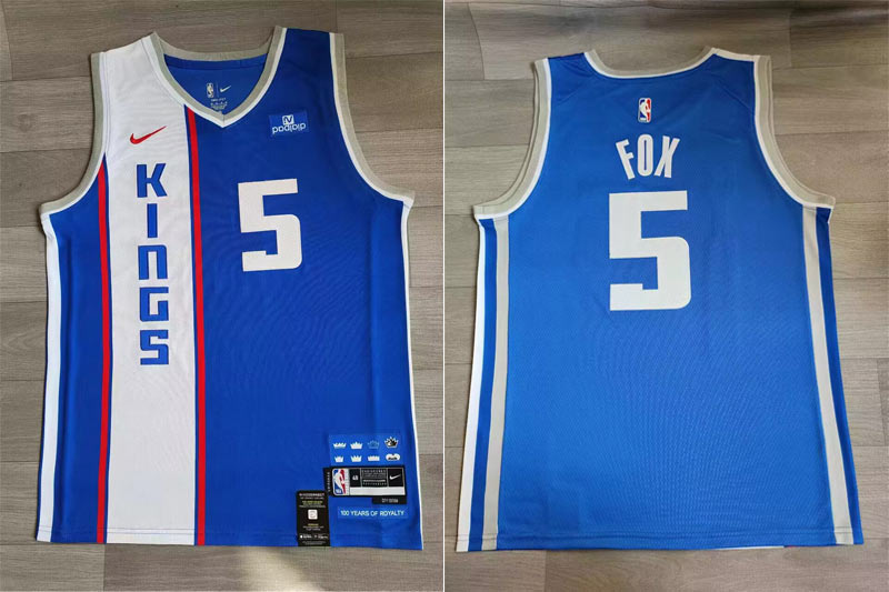 Personalized Kings-5-De’Aaron-Fox-Blue--2023-24-City-Edition-Swingman-Jersey