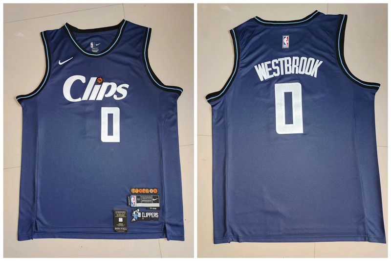 Personalized Clippers 0 Russell Westbrook Navy 2023-24 City Edition Swingman Jersey
