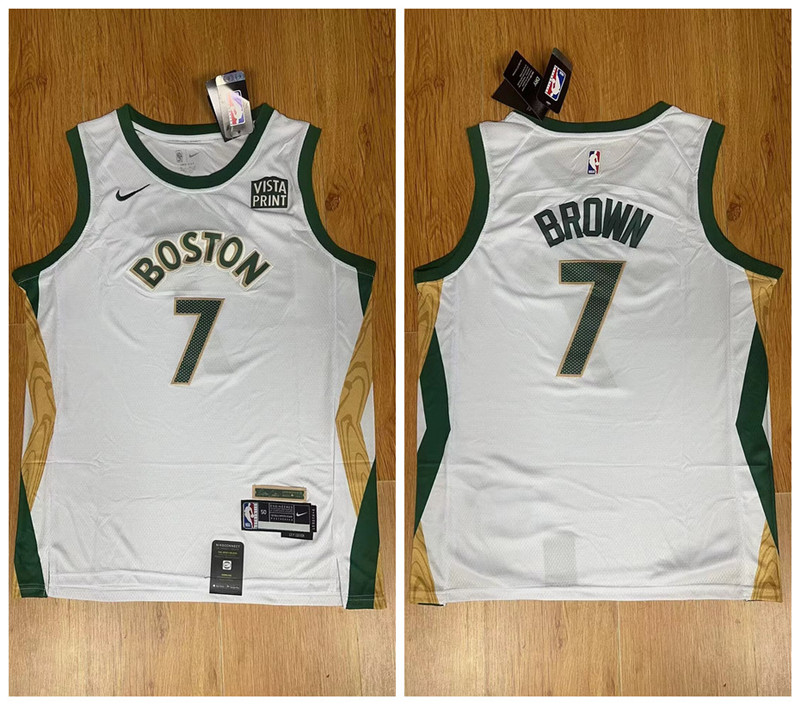 Personalized Celtics 7 Jaylen Brown White 2023-24 City Edition Swingman Jersey