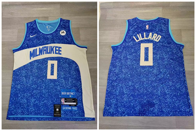 Personalized Bucks 0 Damian Lillard Blue 2023-24 City Edition Swingman Jersey