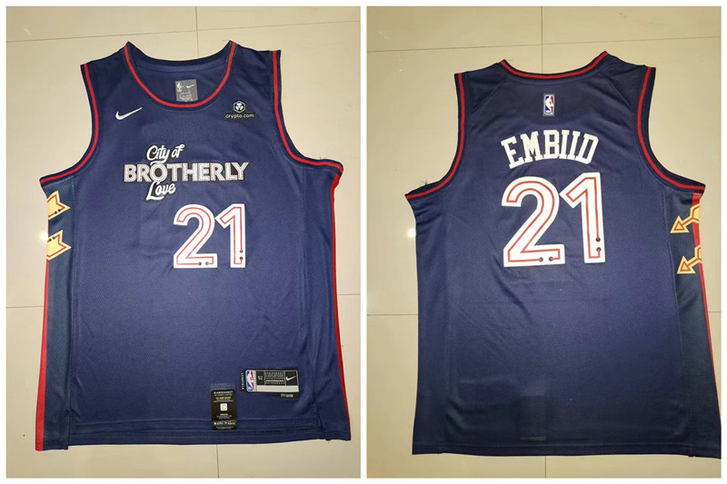 Personalized 76ers 21 Joel Embiid Navy 2023-24 City Edition Swingman Jersey