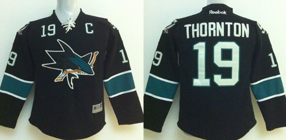 Personalized Youth San Jose Sharks #19 Joe Thornton Black Jersey
