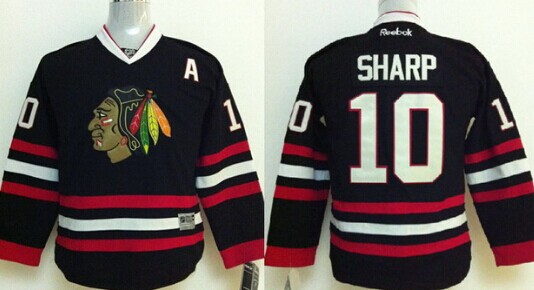 Personalized Youth Chicago Blackhawks #10 Patrick Sharp Black Jersey