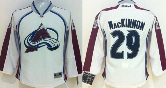 Personalized Colorado Avalanche #29 Nathan MacKinnon White Youth Jersey