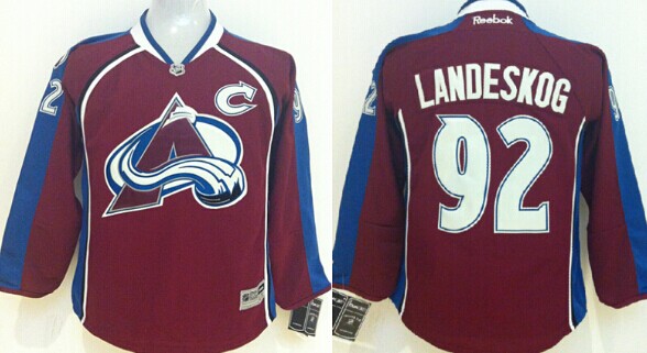 Personalized Colorado Avalanche #92 Gabriel Landeskog Red Youth Jersey