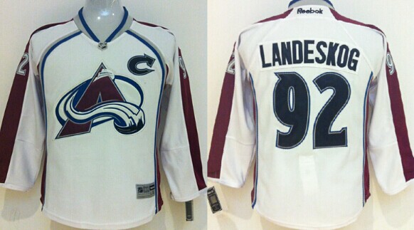 Personalized Colorado Avalanche #92 Gabriel Landeskog White Youth Jersey