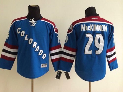 Personalized Colorado Avalanche #29 Nathan MacKinnon Blue Third Youth Jersey