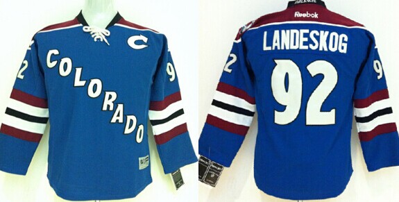 Personalized Colorado Avalanche #92 Gabriel Landeskog Blue Third Youth Jersey