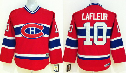 Personalized Youth Montreal Canadiens #10 Guy Lafleur Red Throwback CCM Jersey