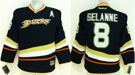 Personalized Youth Anaheim Ducks #8 Teemu Selanne Black Jersey