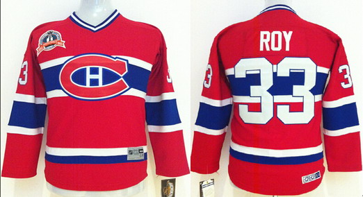 Personalized Youth Montreal Canadiens #33 Patrick Roy Red Throwback CCM Jersey