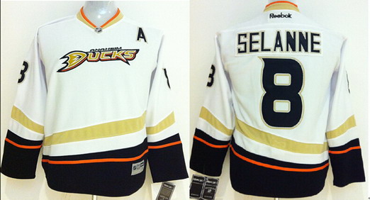 Personalized Youth Anaheim Ducks #8 Teemu Selanne White Jersey