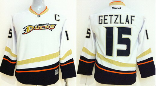 Personalized Youth Anaheim Ducks #15 Ryan Getzlaf White Jersey