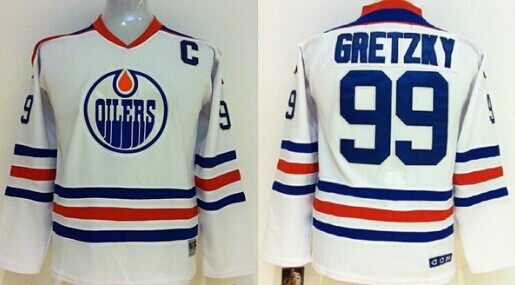 Personalized Youth Edmonton Oilers #99 Wayne Gretzky White Throwback CCM Jersey