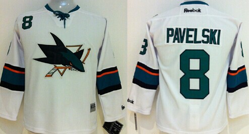 Personalized Youth San Jose Sharks #8 Joe Pavelski 2014 White Jersey