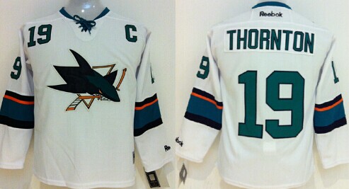 Personalized Youth San Jose Sharks #19 Joe Thornton 2014 White Jersey
