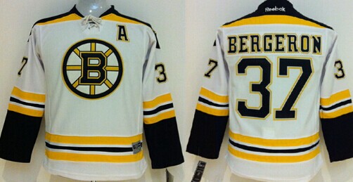 Personalized Youth Boston Bruins #37 Patrice Bergeron White Jersey