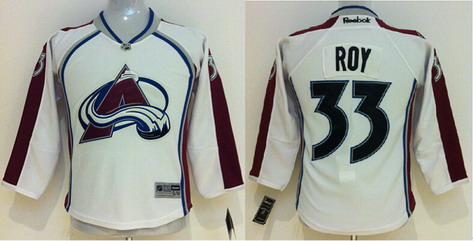 Personalized Colorado Avalanche #33 Patrick Roy White Youth Jersey