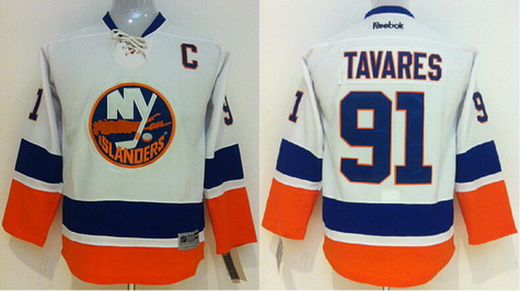 Personalized Youth New York Islanders #91 John Tavares White Jersey