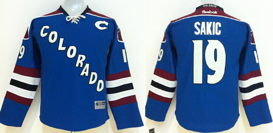Personalized Colorado Avalanche #19 Joe Sakic Blue Third Youth Jersey