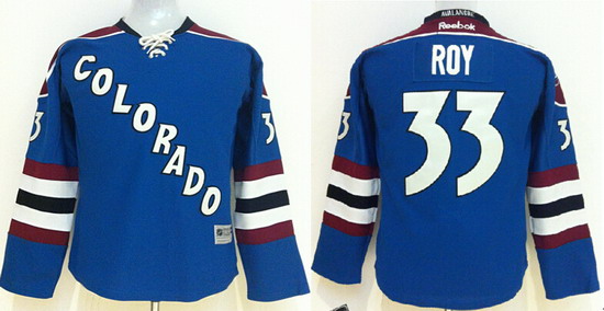Personalized Colorado Avalanche #33 Patrick Roy Blue Third Youth Jersey