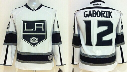 Personalized Youth Los Angeles Kings #12 Marian Gaborik White Jersey