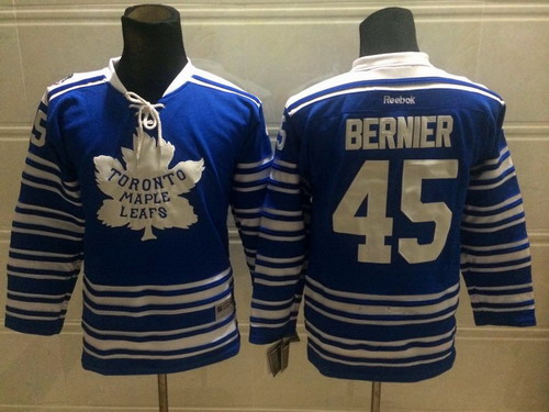 Personalized Youth Toronto Maple Leafs #45 Jonathan Bernier 2014 Winter Classic Blue Jersey
