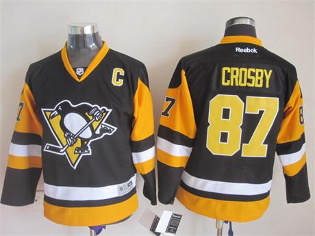 Personalized Youth Pittsburgh Penguins #87 Sidney Crosby Black Third Jersey