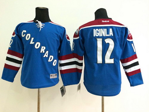 Personalized Colorado Avalanche #12 Jarome Iginla Blue Third Youth Jersey