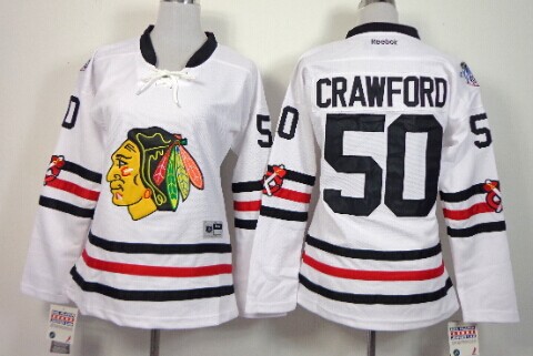 Personalized Women’s Chicago Blackhawks #50 Corey Crawford 2015 Winter Classic White Jersey
