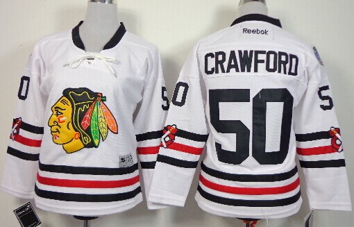 Personalized Youth Chicago Blackhawks #50 Corey Crawford 2015 Winter Classic White Jersey