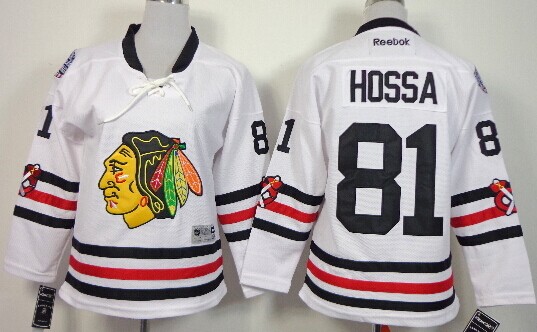 Personalized Youth Chicago Blackhawks #81 Marian Hossa 2015 Winter Classic White Jersey