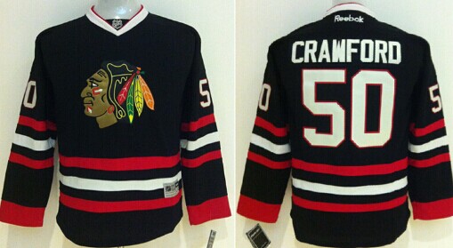 Personalized Youth Chicago Blackhawks #50 Corey Crawford Black Jersey
