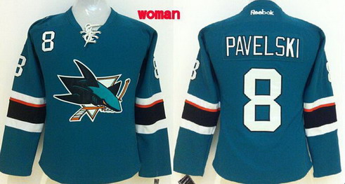 Personalized Women’s San Jose Sharks #8 Joe Pavelski 2014 Blue Jersey