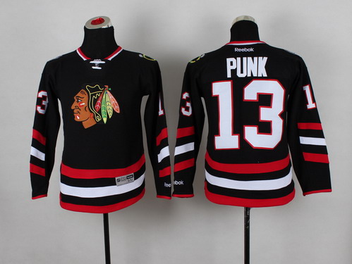 Personalized Youth Chicago Blackhawks #13 CM Punk 2014 Stadium Series Black Jersey