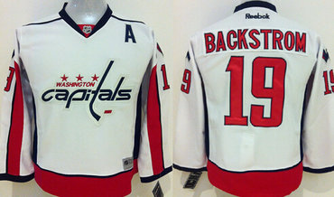 Personalized Youth Washington Capitals #19 Nicklas Backstrom White Jersey