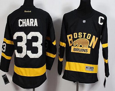 Personalized Youth Boston Bruins #33 Zdeno Chara Reebok Black 2016 Winter Classic Premier Jersey