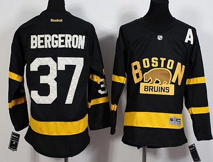Personalized Youth Boston Bruins #37 Patrice Bergeron Reebok Black 2016 Winter Classic Premier Jersey