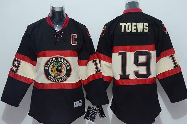 Personalized Chicago Youth Chicago Blackhawks #19 Janathan Toews Alternate Black Third NHL Reebok Jersey