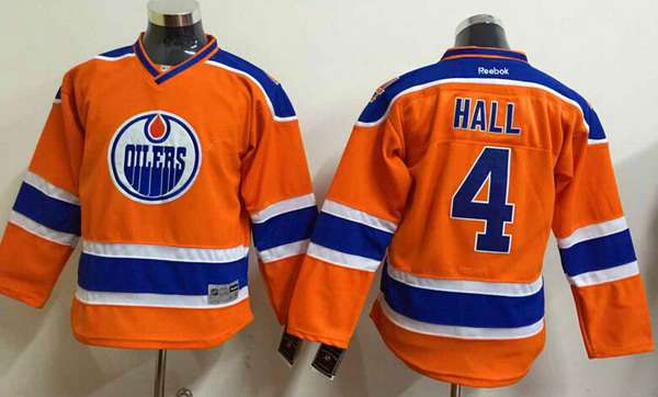 Personalized Youth Edmonton Oilers #4 Taylor Hall 2015 Orange Jersey