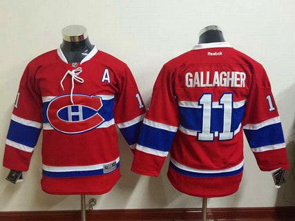 Personalized Youth Montreal Canadiens #11 Brendan Gallagher Reebok Red 2015-16 Home Premier Hockey Jersey