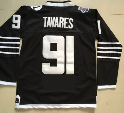 Personalized Youth New York Islanders #91 John Tavares 2015 Reebok Black Premier Alternate Jersey