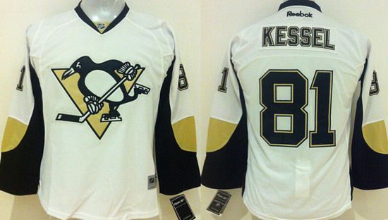 Personalized Youth Pittsburgh Penguins #81 Phil Kessel Away White NHL Reebok Jersey