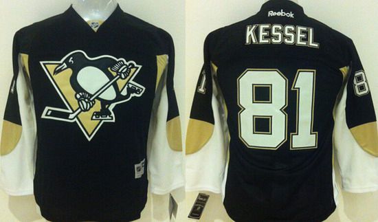 Personalized Youth Pittsburgh Penguins #81 Phil Kessel Home Black NHL Reebok Jersey