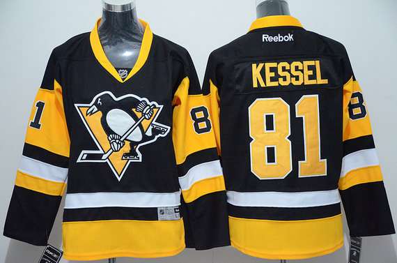 Personalized Youth Pittsburgh Penguins #81 Phil Kessel Black Third NHL Reebok Jersey