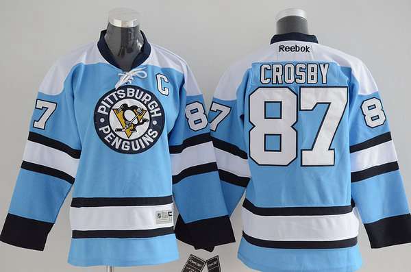 Personalized Youth Pittsburgh Penguins #87 Sidney Crosby Alternate Light Blue NHL Reebok Jersey