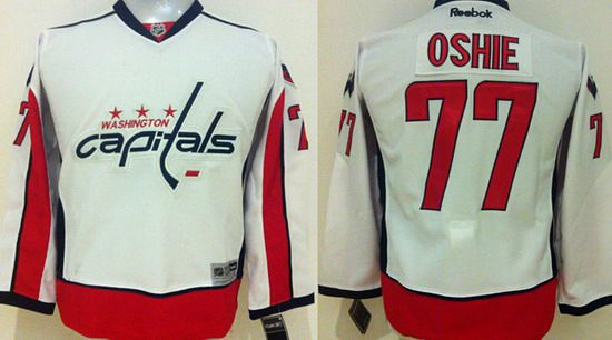 Personalized Youth Washington Capitals #77 T.J. Oshie Away White NHL Reebok Jersey